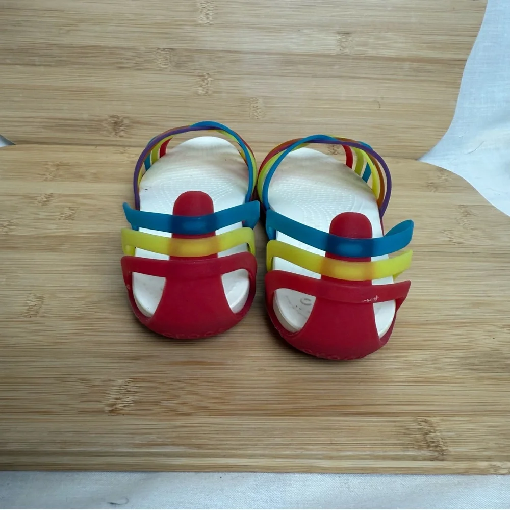 Crocs Isabella Rainbow Huarache Flat Jelly Sandal Women Size 7 Slip On - Picture 6 of 12